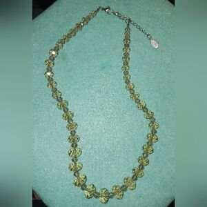 Christina Greene Faceted Crystal Necklace, Smokey Brown-green Color, Good Cond.